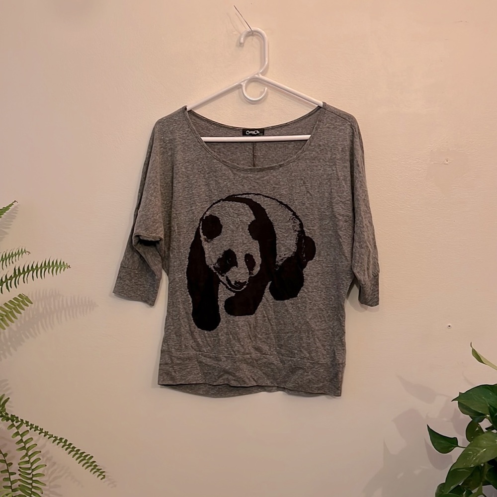 Scoop Neck 3/4 Sleeve Panda Shirt